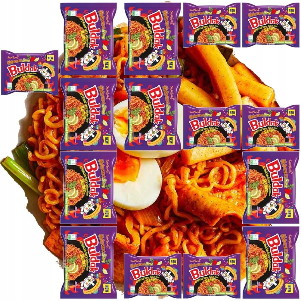 15 x Polévka Těstoviny Ramen Ostré Kuře Hot Buldak Habanero Lime 135g Samyang