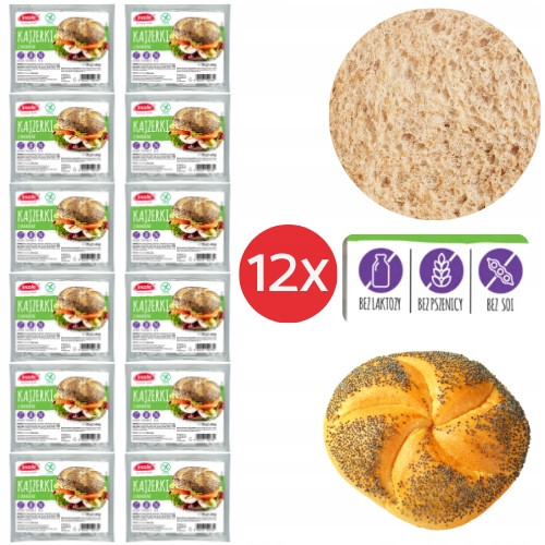 12x Bezlepková houska Kajzerka s mákem 120g bez laktózy pšenice sóji