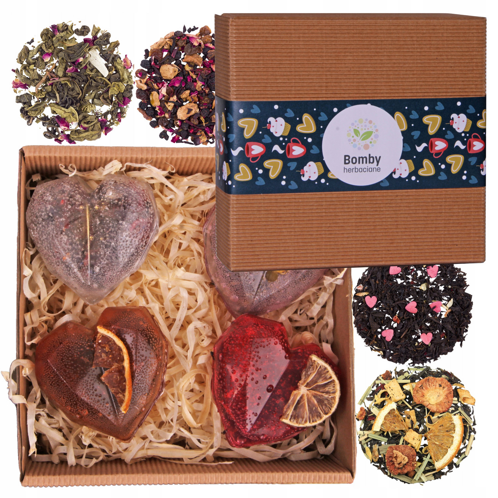 Sada čajů jako Dárek Čajové bomby Srdce 4 kusy Dárek pro ni