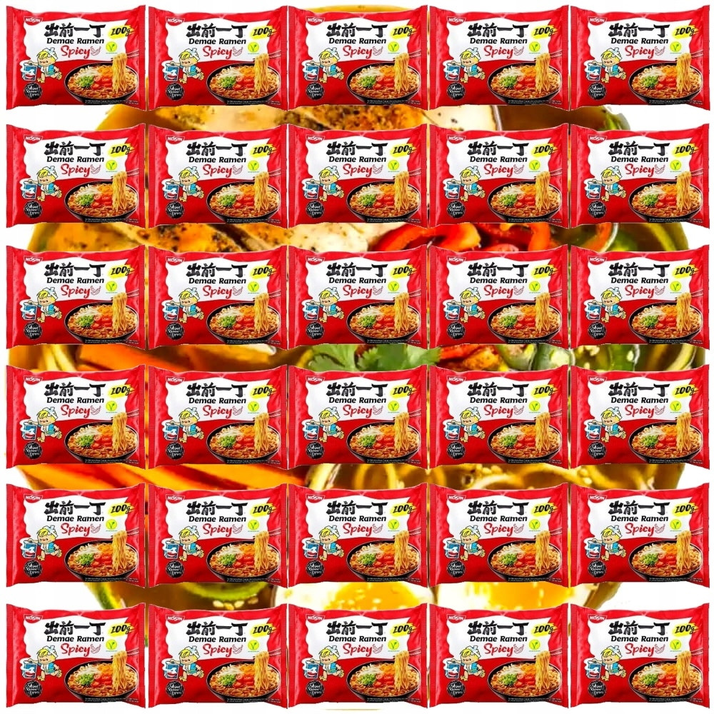 Karton Polévka Těstoviny Instant Demae Ramen Ostra Hot Chili 30 x 100g Nissin