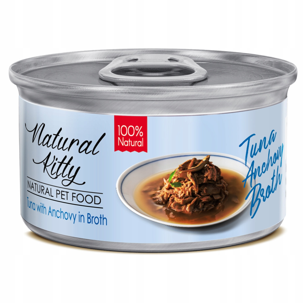 Natural Kitty, krmivo pro kočky všech věkových kategorií, tuňák se sardelí, 24 x 80 g