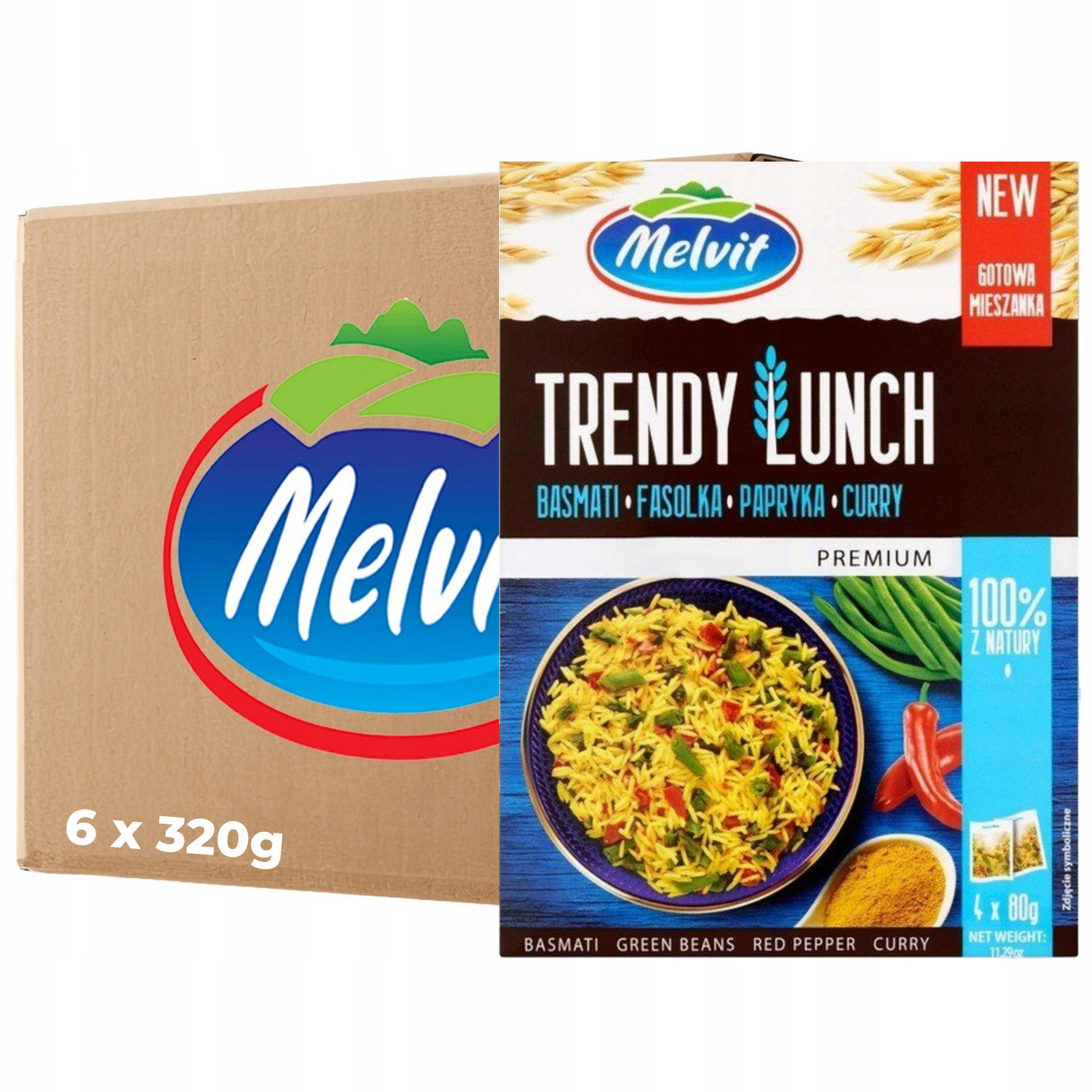 Melvit Premium Trendy Lunch basmati fazole paprika kari 320 g x 6 kusů