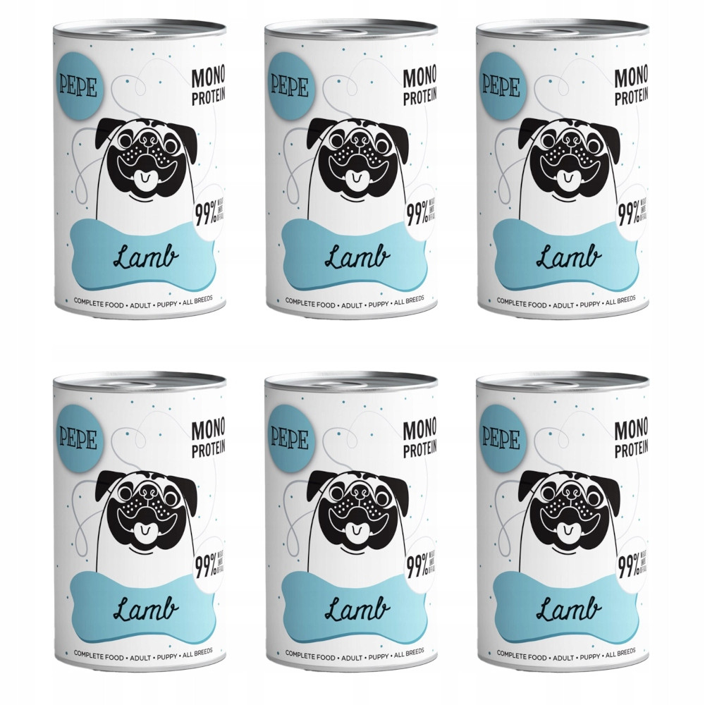 Krmivo pro psy Paka Zvířátka Pepe Lamb 99% jehněčí 6x400 g