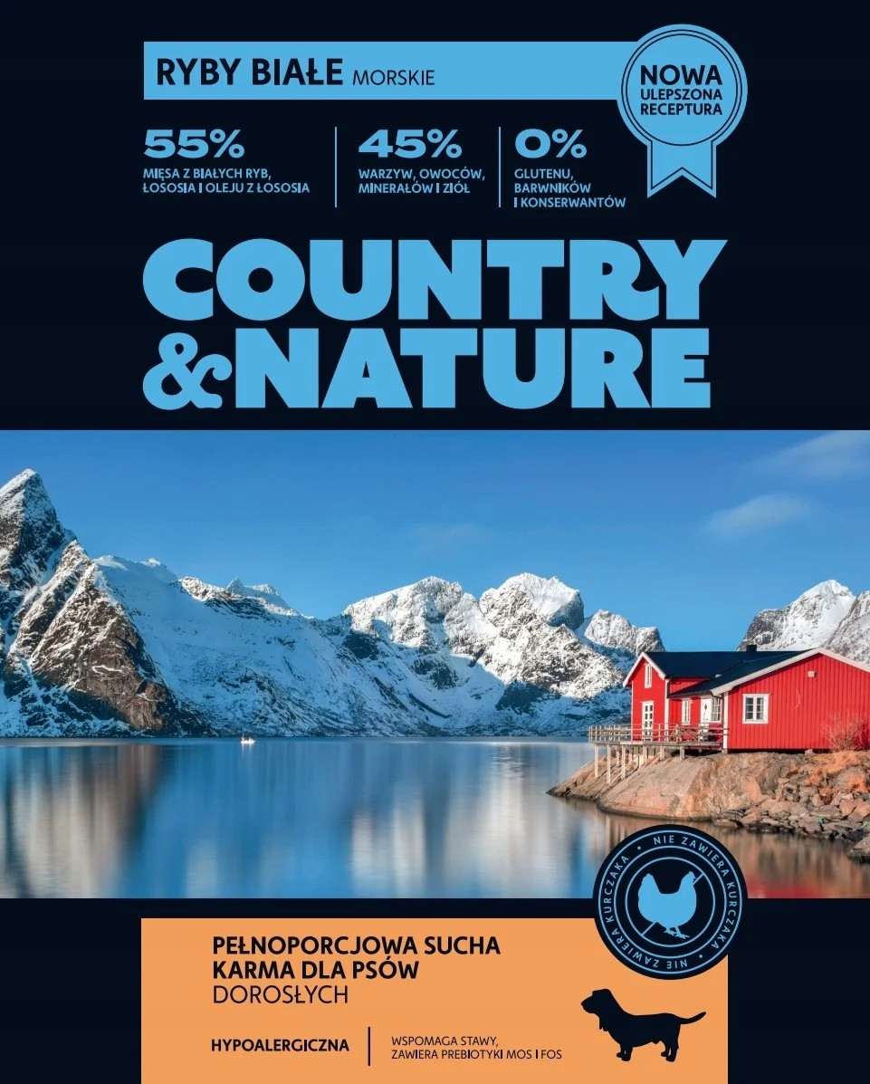 Country&nature Oceanic White Fish Recipe krmivo krmivo pro psy 9 kg