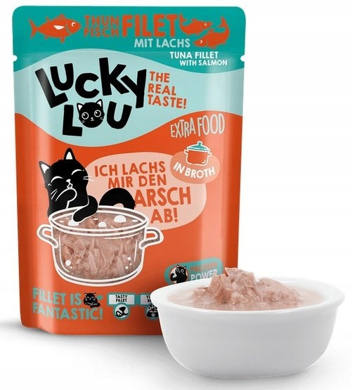 Lucky Lou Extrafood Tuňák & losos ve vývaru kapsička Set 12x70 g