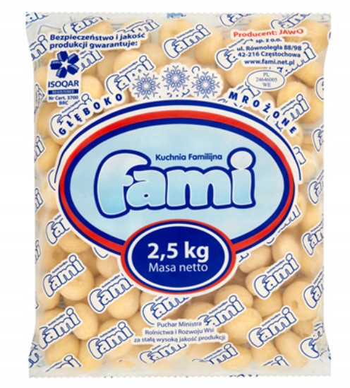 Fami Slezské nudle s dírkou, zmrazené, 2,5 kg