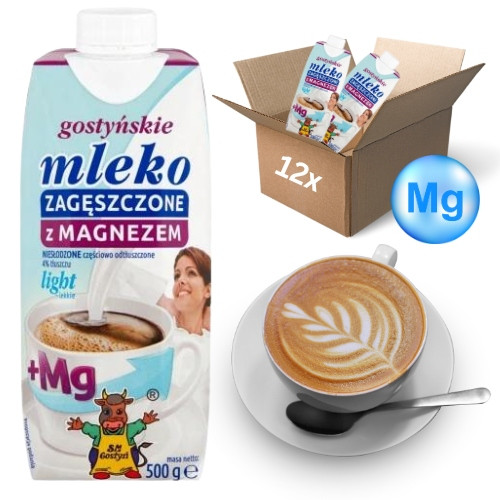 12x Zahuštěné mléko light s hořčíkem Sm Gostyń 500ml na kávu