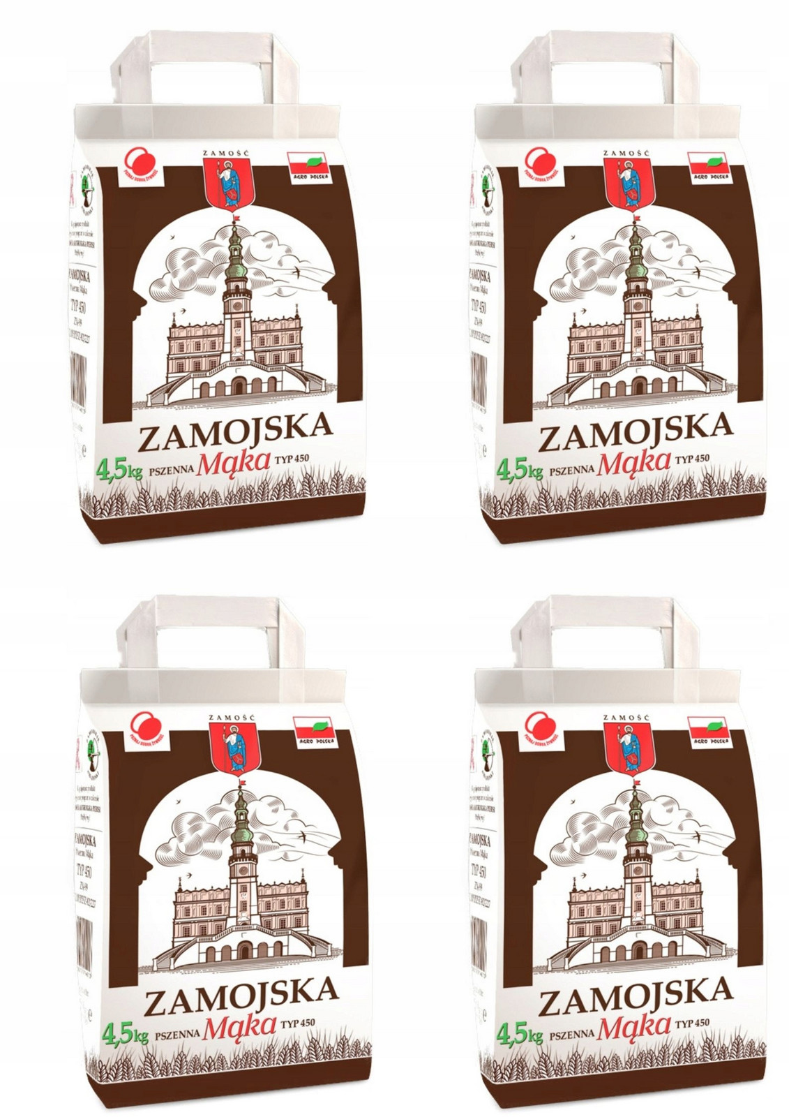 4x Pšeničná mouka 4,5 kg typ 450 Zamojskie Zakłady Zbożowe 4500 g