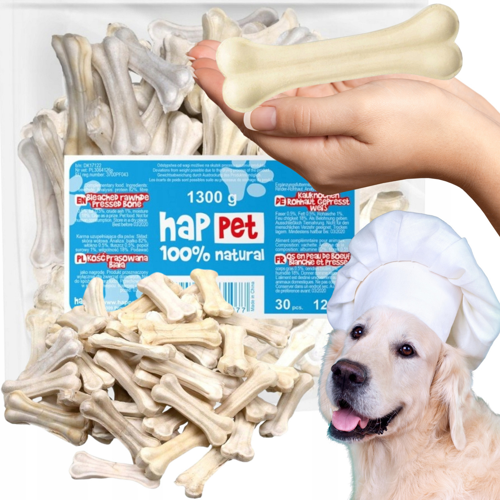 Žvýkací Kost Pro Psy Pamlsek Kousátko Přírodní 10CM 50 Kusů