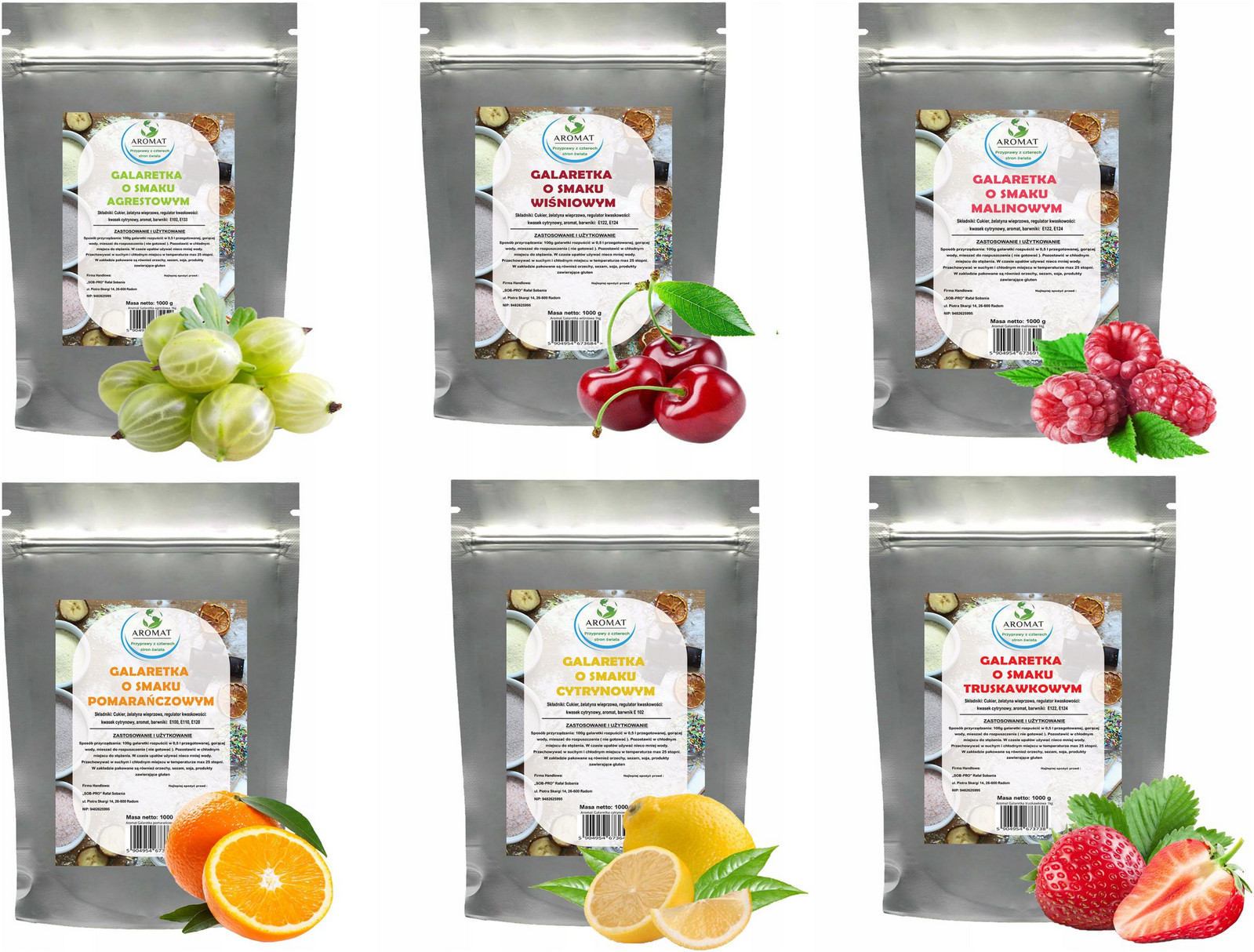 Sada Želé 6X1KG 6 Příchutí , Zdravý Dezert , Na Pečivo