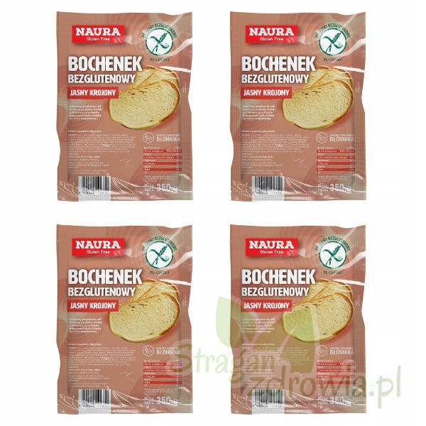 4x Bochník bezlepkový světlý krájený 350g