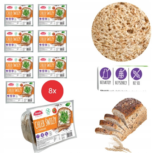 8xBEZLEPKOVÝ Chléb Se Zrny Čerstvý Vícezrnný Chia Bez Laktózy 350G