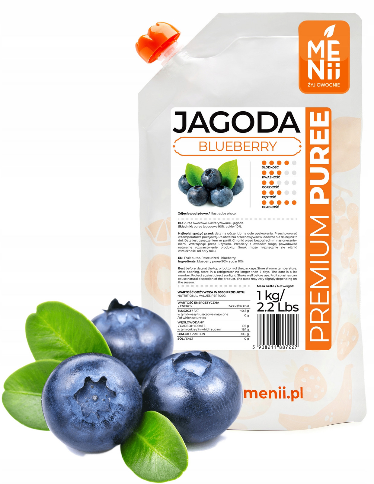 Premium Pyré Borůvka Pyré Ovocné Borůvky Mus Dezerty Nápoje Zmrzlina Dorty