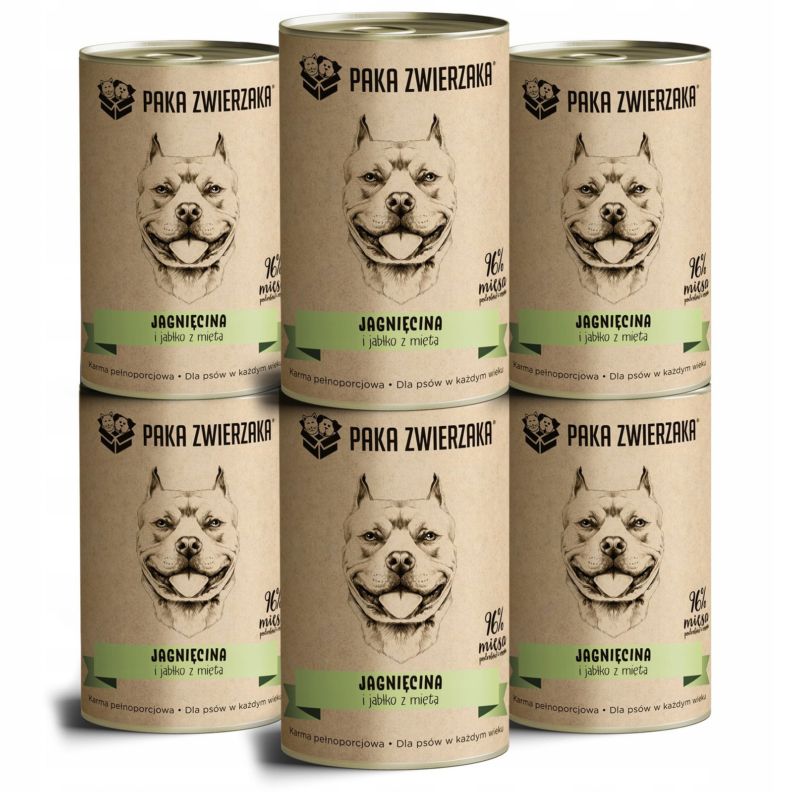 Paka Zwierzaka Jehněčí a jablko s mátou 6x400g