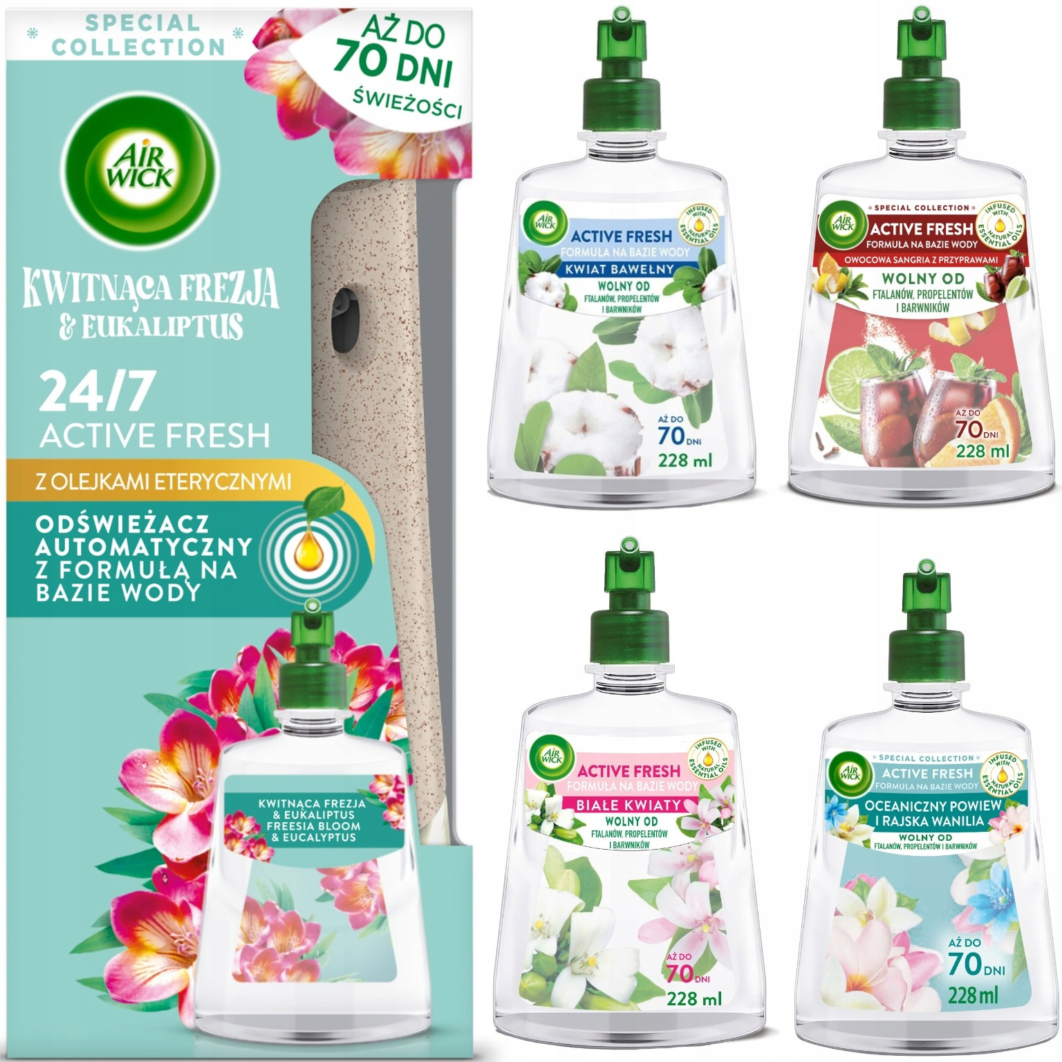 Air Wick Active Fresh Elektrický osvěžovač vzduchu 4 náhradní náplně