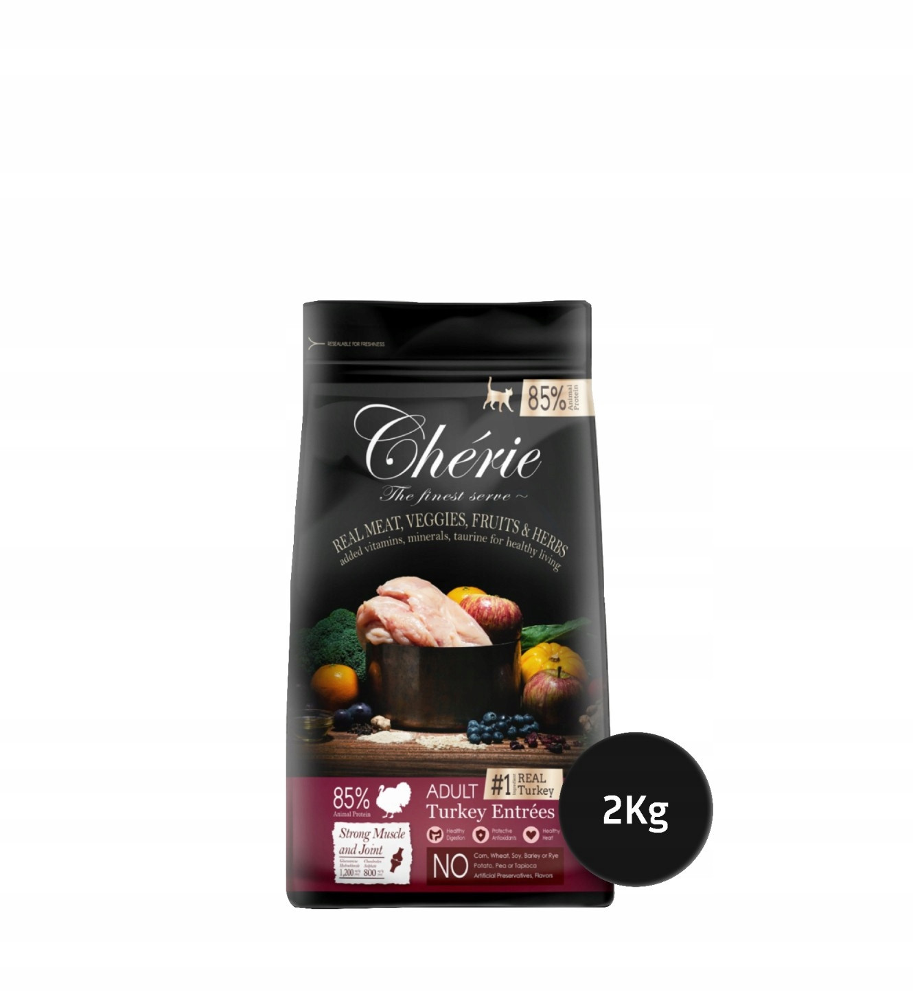 Cherie, suché krmivo pro dospělé kočky s krůtím masem, 2 kg