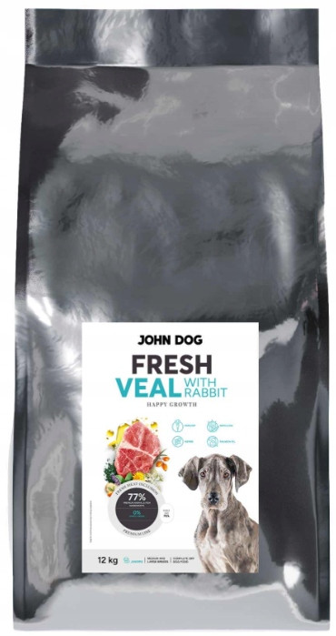 Junior Fresh suché krmivo pro psy Telecí S Králíkem John Dog 12 kg