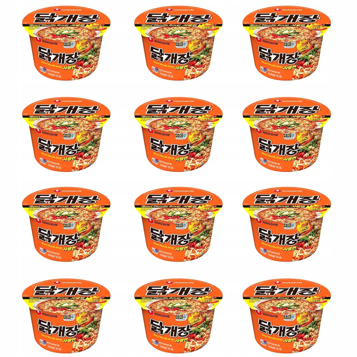 Karton Korejská polévka Instant Ostré kuře Hrnek Cup 12x100g Nong Shim