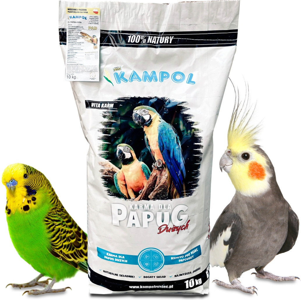 Krmivo Krmná Směs Zrno Směs Papoušek Velká Pro Áru Amazonky Ptáků 10KG