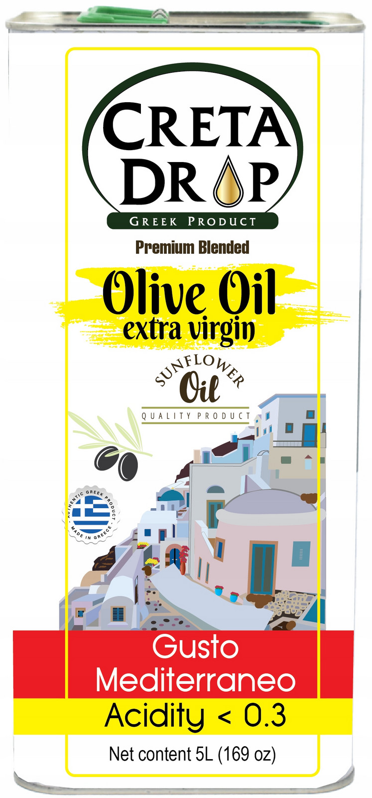 Extra panenský olivový olej se slunečnicovým olejem Creta Drop 5000 ml