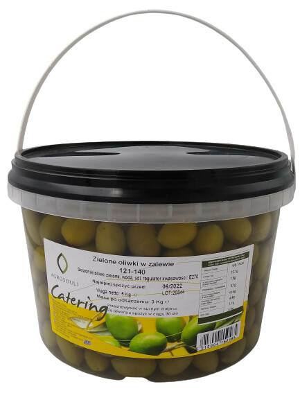 Zelené olivy s peckou v nálevu Agrosouli 3kg