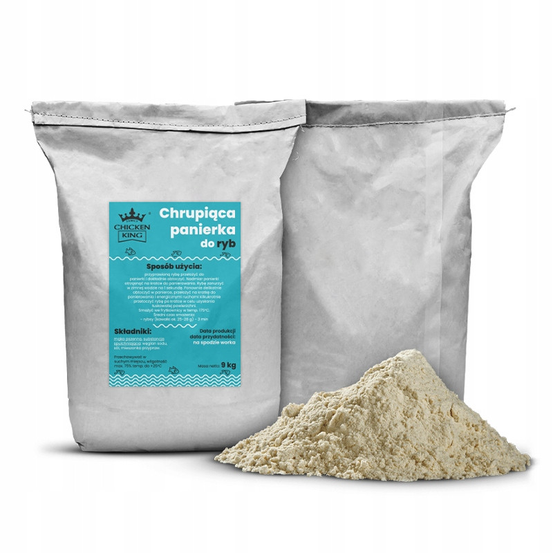 Křupavá obalovací směs na ryby 9 kg Chicken King se zlatými vločkami