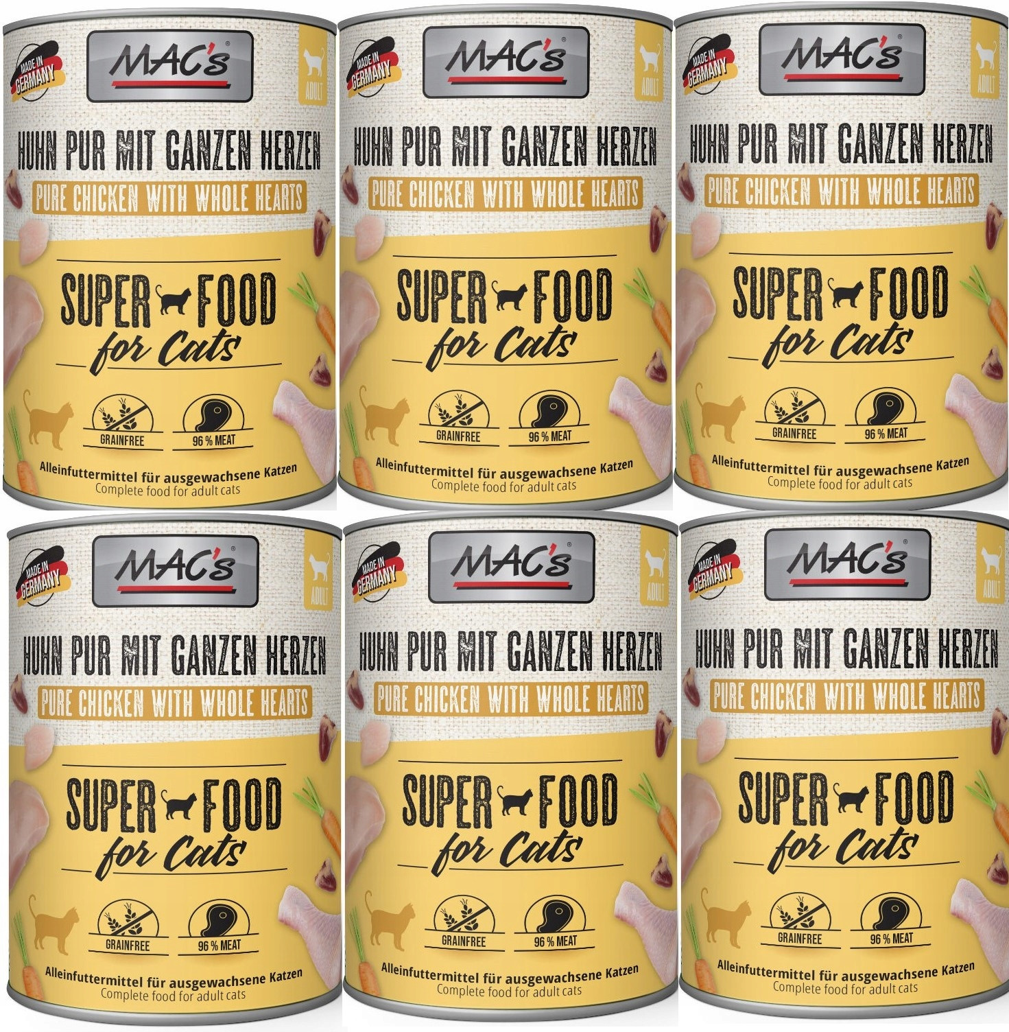 MAC's Cat Adult Kuřecí a drůbeží srdce 6x800g