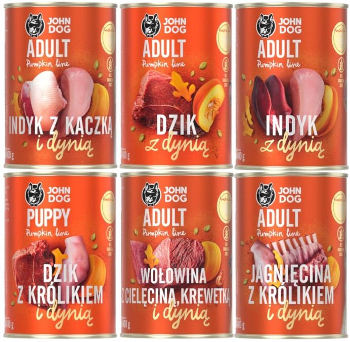 John Dog Pumpkin vlhké krmivo pro psy Jehněčí S Králíkem A Dýní 6x400 g