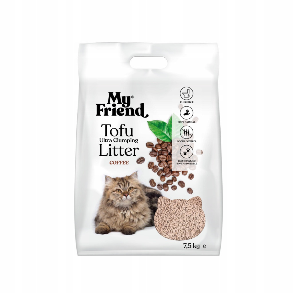 Stelivo pro kočky tofu MyFriend hrudkující Káva 7,5K