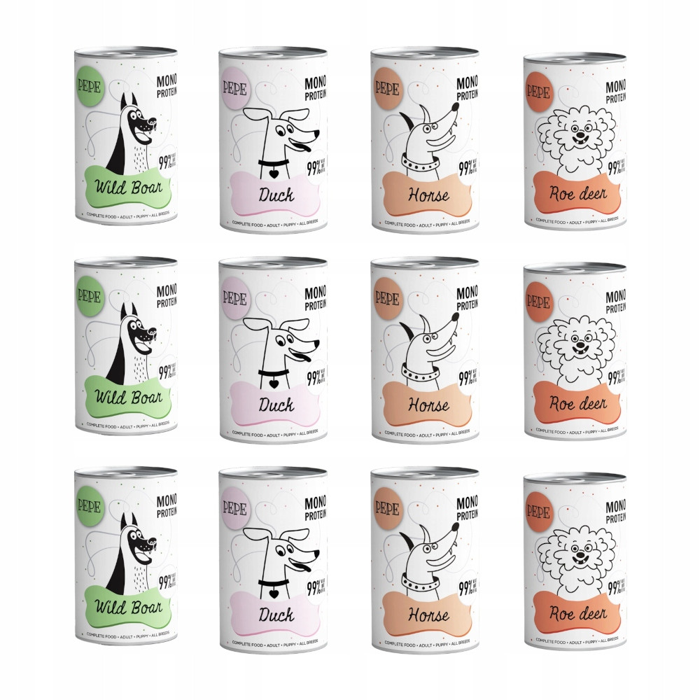 Krmivo pro psy Paka Zvířátka Pepe mix chutí 10x400 g testovací sada