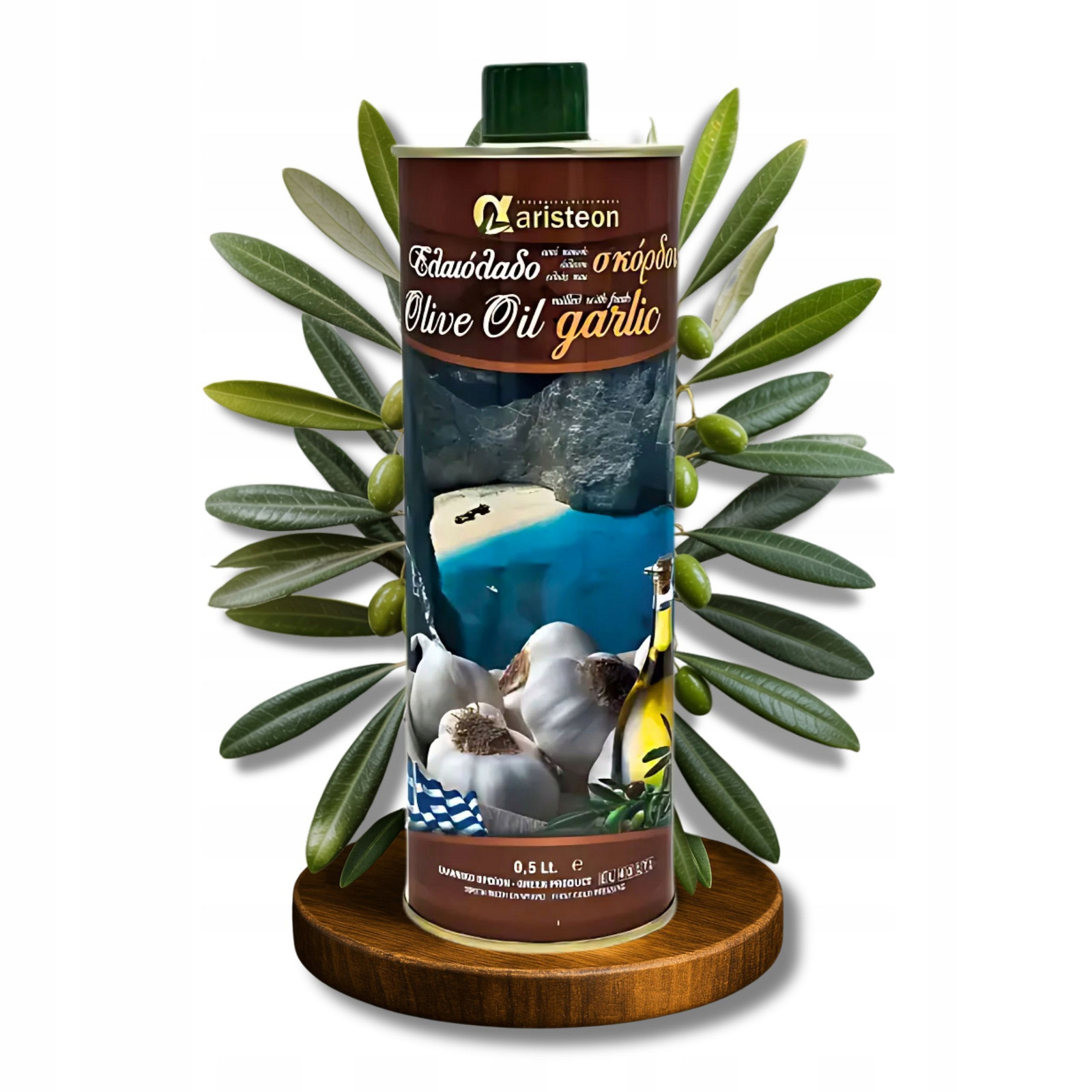 Olivový olej Lisovaný Za Studena s česnekem Řecký 500 ml Extra Virgin