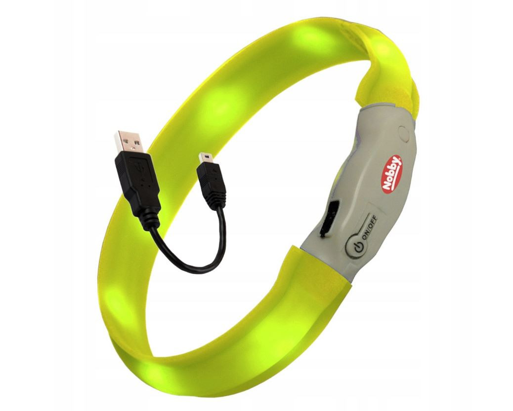 Obojek pro psa Nobby Starlight Visible Žlutý Svítící 70cm L