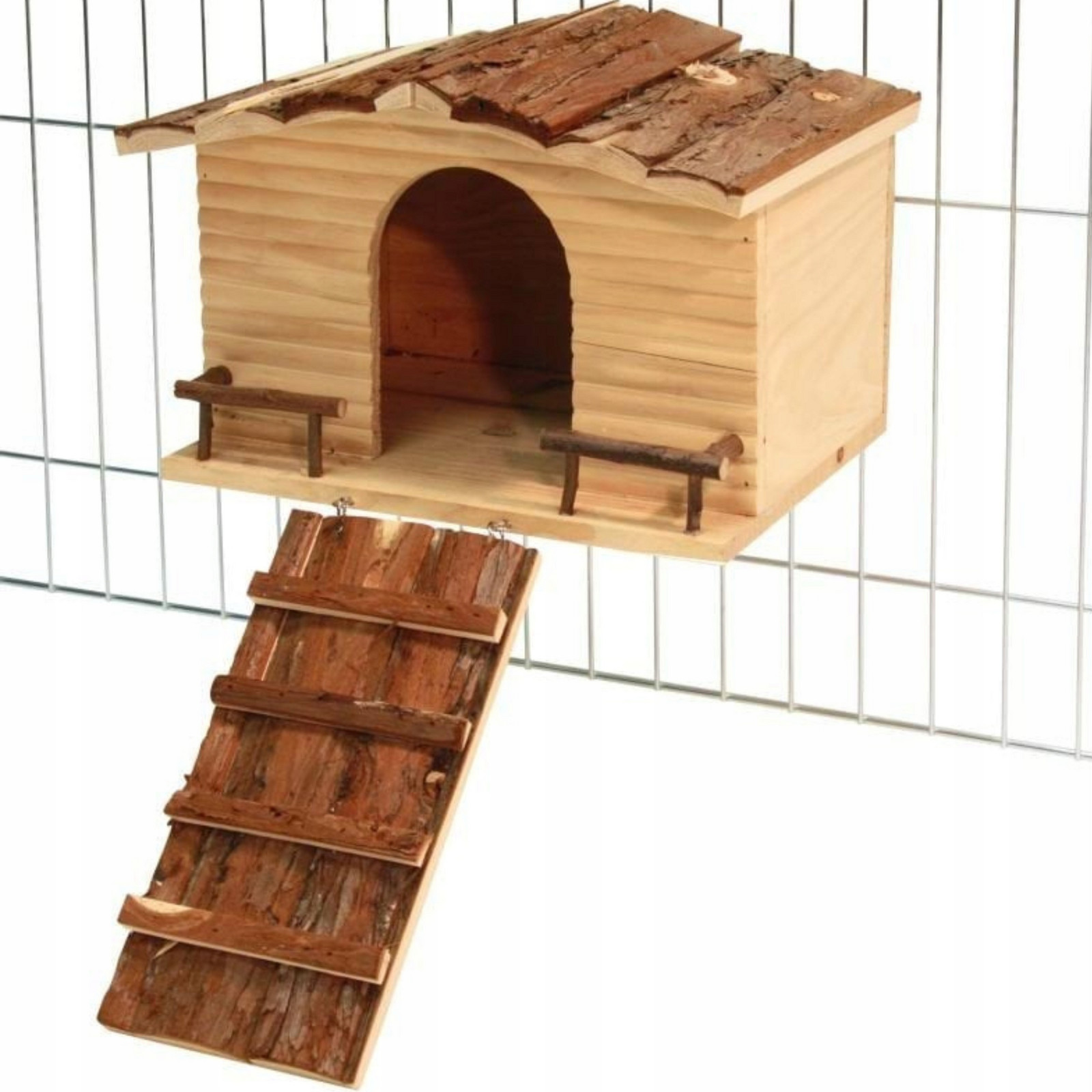 Kerbl dřevěný závěsný domeček pro králíka činčily kasičky krysy