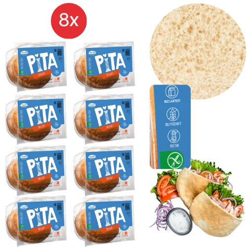 8x Bezlepková veganská pita houska (2x95g) bez laktózy vajec pšeničného mléka
