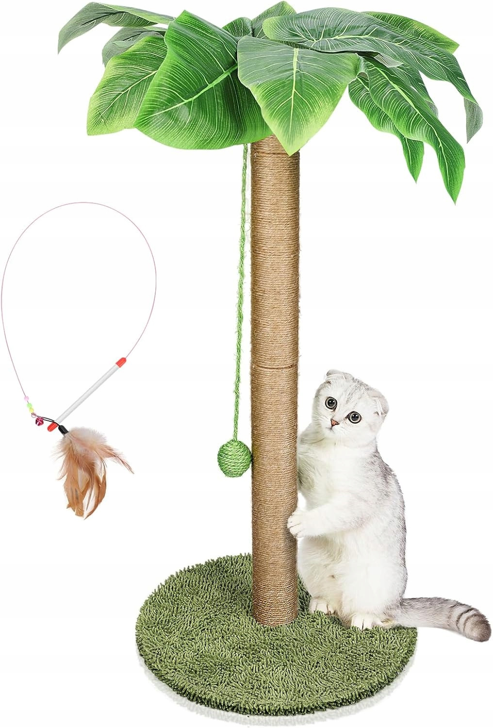 Škrabadlo pro kočky ve tvaru palmy se sisalovým provázkem a míčem 85 cm