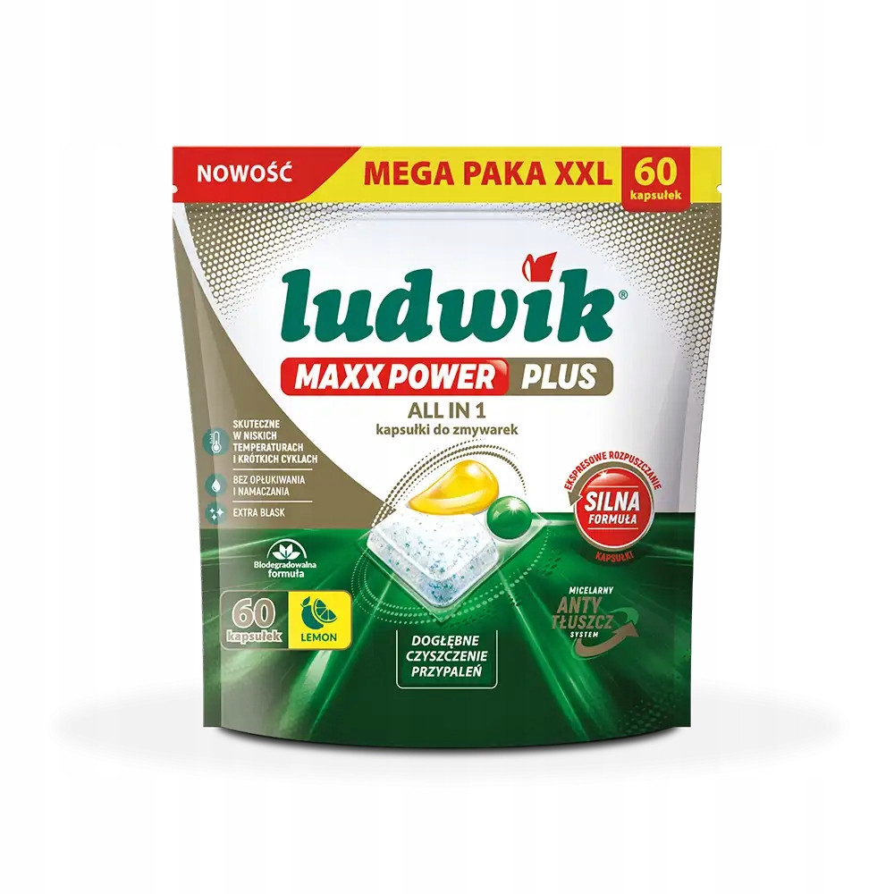 Ludwik Maxx Power Plus kapsle do myčky Lemon 60 ks Doypack