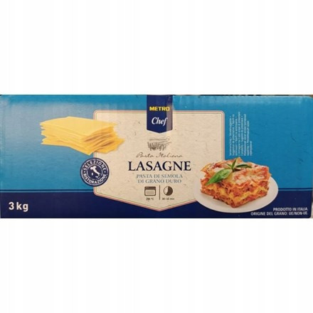 Těstoviny Lasagne 3kg Metro Chef