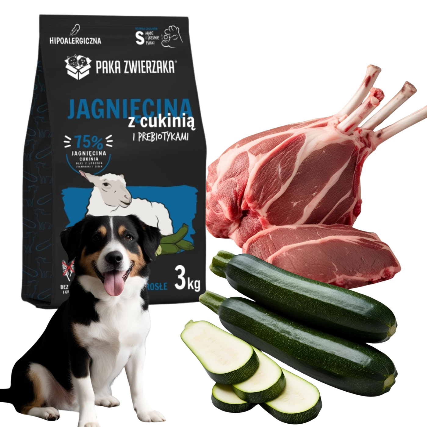 Paka Zwierzaka Krmivo suché pro psa Jehněčí s cuketou „s“ 3 kg