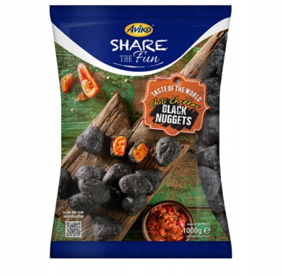 Aviko Černé nugety s cheddarovým sýrem a jalapeno papričkou 1 kg