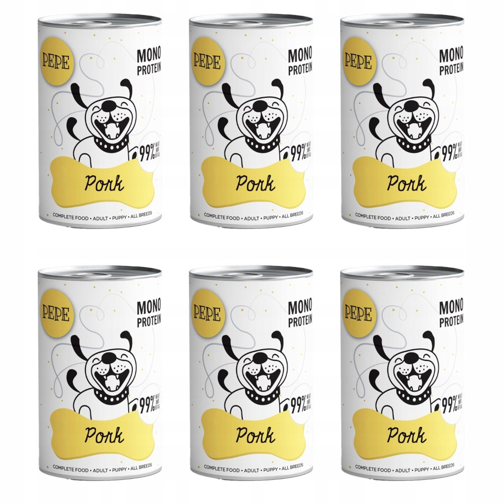 Krmivo pro psy Paka Zvířátka Pepe Pork 99% vepřové maso 6x400g