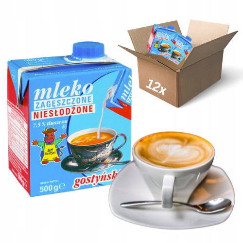 12 x Zahuštěné mléko neslazené gostinské 7,5% tuku 500ml