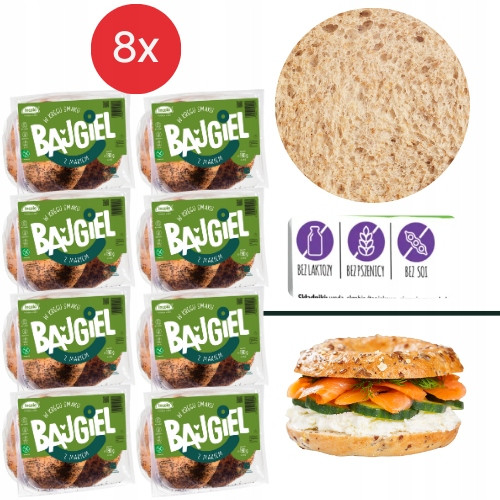 8xBezlepkové bagely s mákem (2x95g) bez laktózy bez pšenice bez sóji