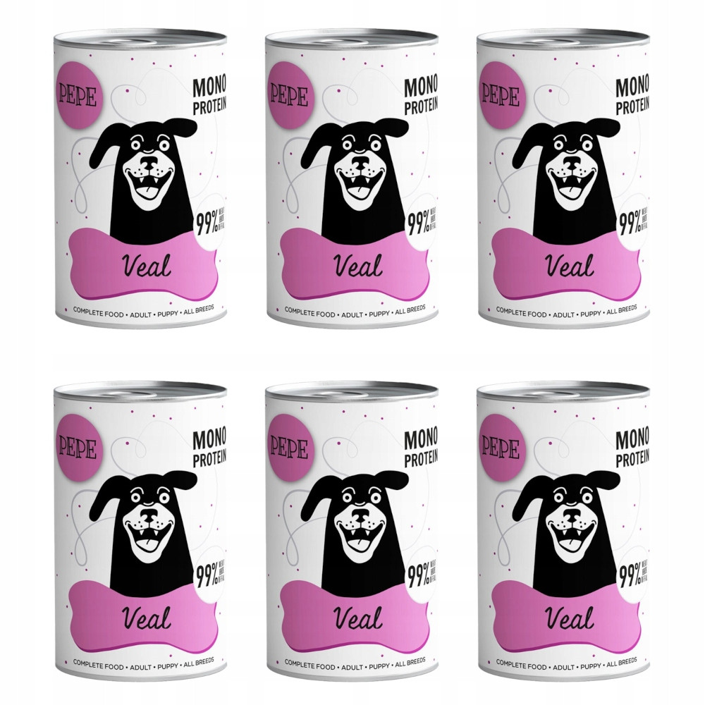 Krmivo pro psy Paka Zvířátka Pepe Veal 99% telecí maso 6x400 g