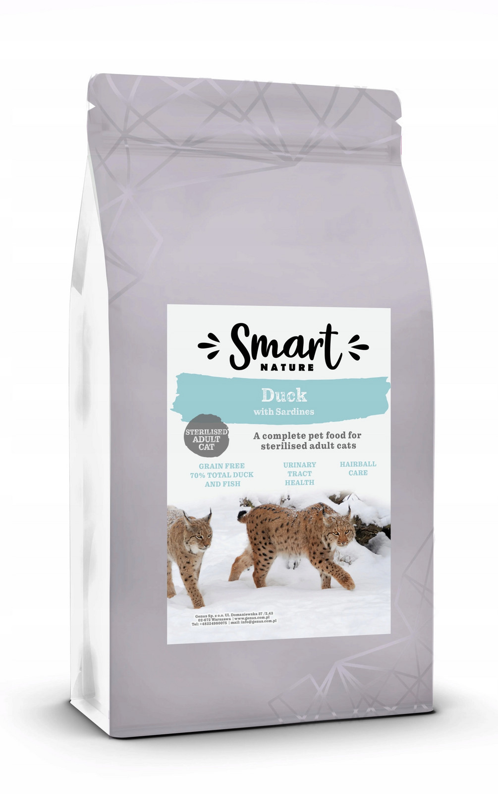 Smart Nature Cat Indoor Duck Fish 70% Meat 1,5kg bez obilovin, kočky nechodí