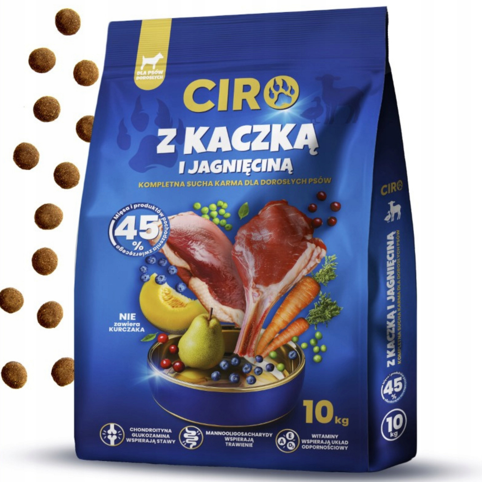 Suché krmivo pro psa Kachna s jehněčím masem 10 kg včetně 45% masa