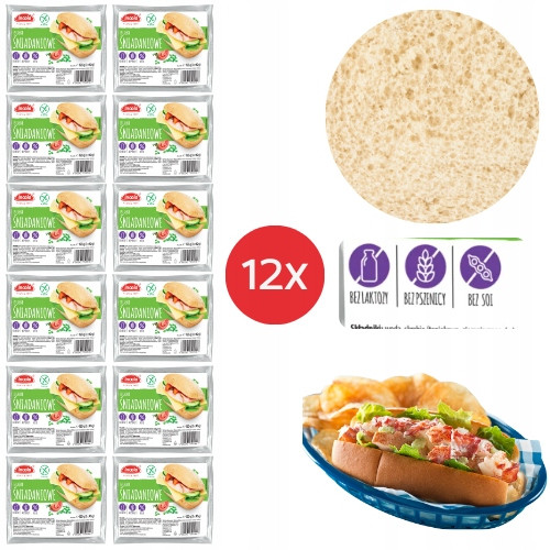 12xBezlepkové snídaňové rohlíky bez laktózy pšenice sóji