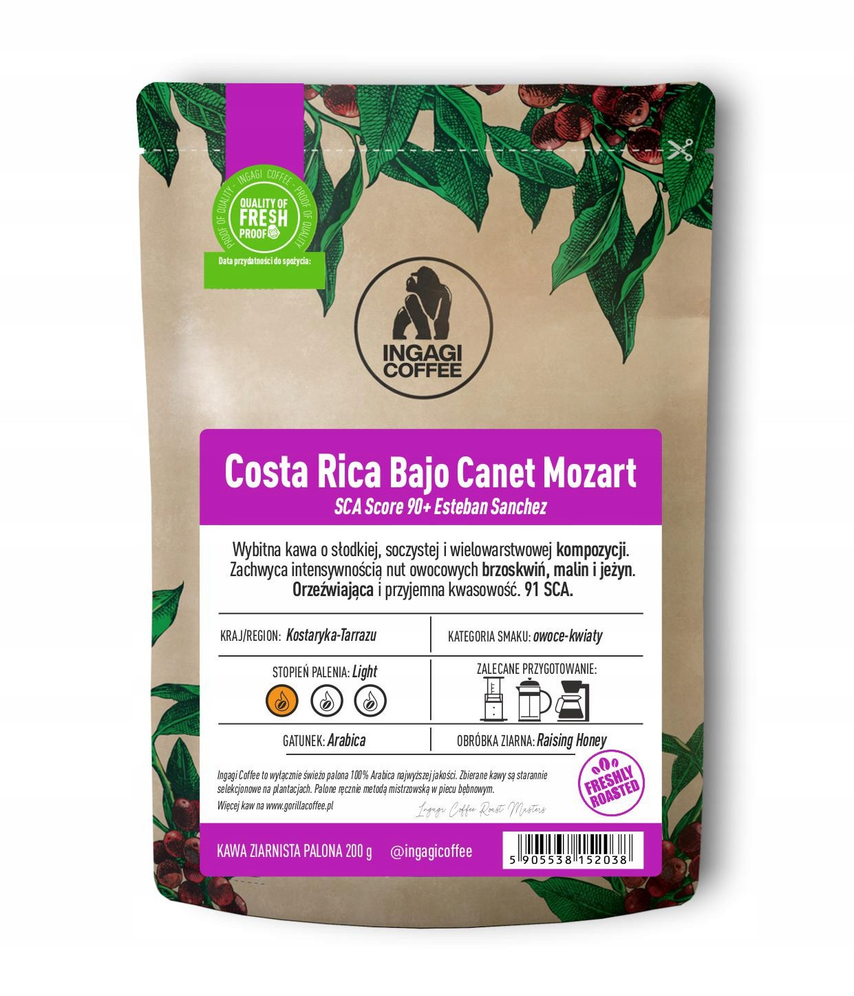 Káva zrnková speciality Costa Rica Bajo Canet Mozart 200 g