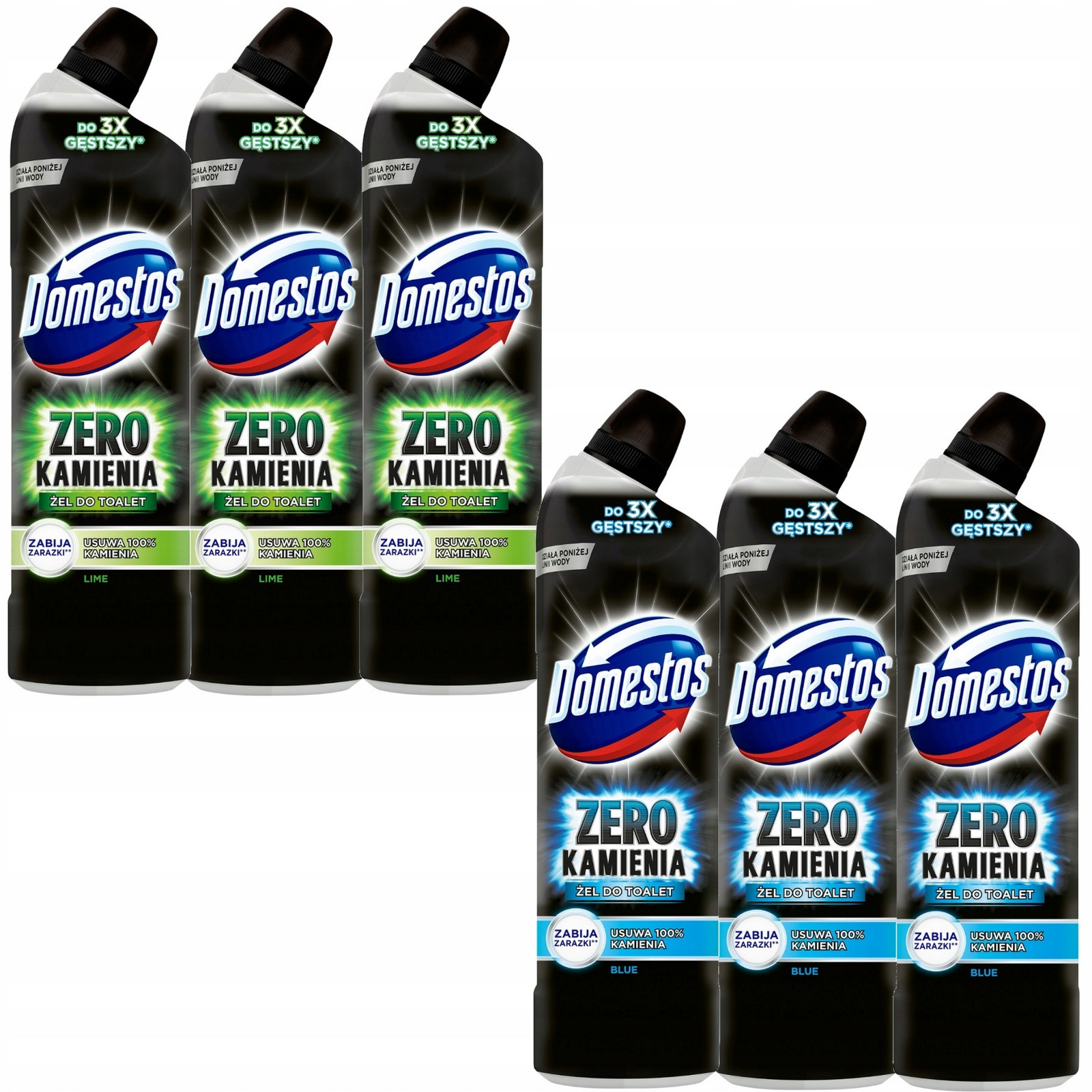 Domestos Zero Kamenný čisticí přípravek na toalety Lime 2,25 l Ocean 2,25 l