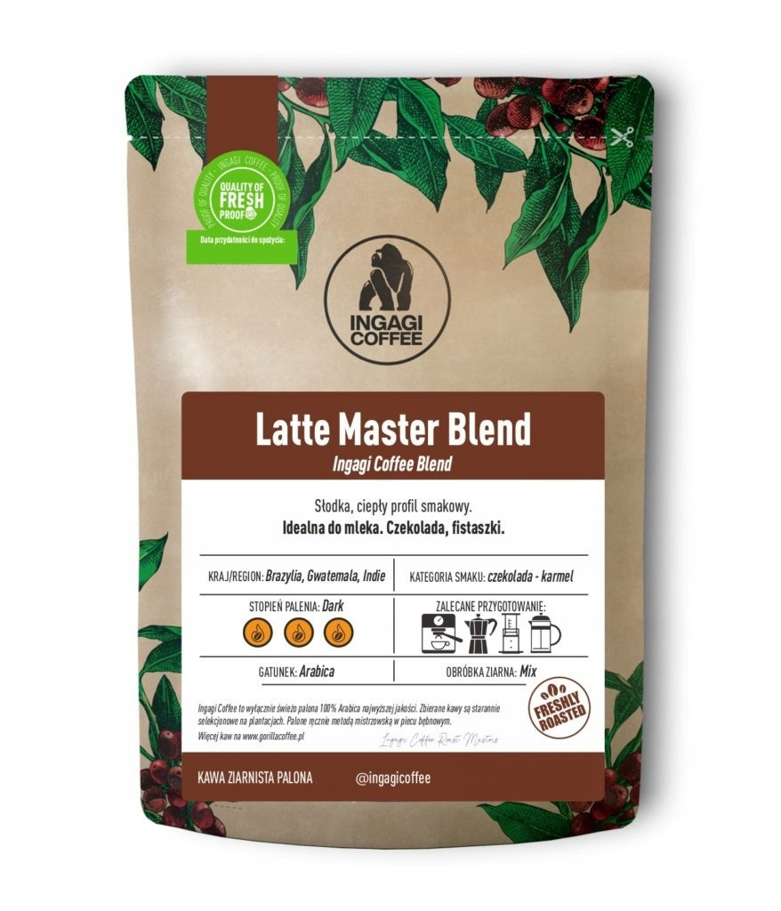 Káva Latte Master Blend zrnková 1 kg arabika čerstvě pražená