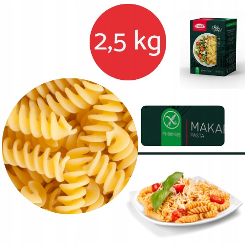 Bezlepkové Těstoviny Fusilli Incola 2,5KG Bez Laktózy Bez Pšenice Bez Sóji